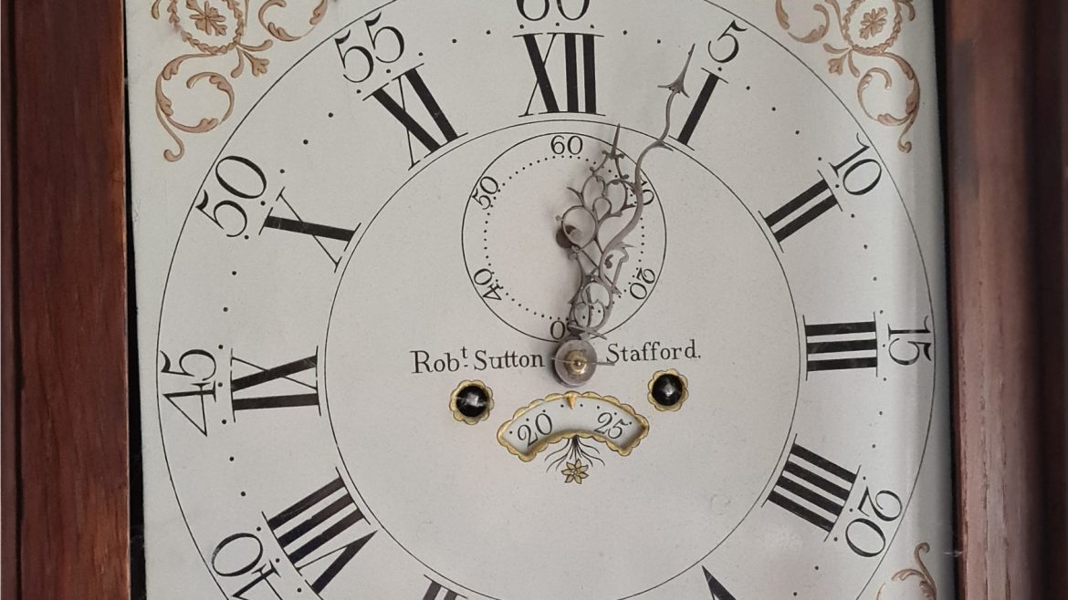 Palmer The Poisoners Late 18th Century Oak and Mahogany Cross Banded Longcase Clock.