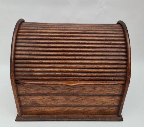 Antique Oak Wood Roll Top Stationery Box