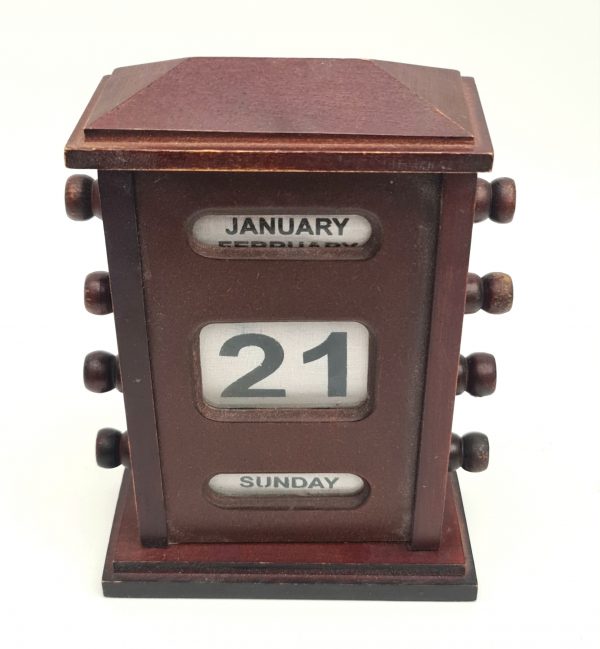 Antique Early 20th Century Wooden Perpetual Calendar Day Date and Month