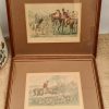 Antique Two John Leech Victorian Satirical Hunting Prints c1840's.